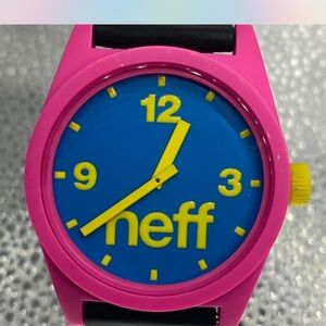 Men’s ^^^ Neff Vibrant Pink / Blue Watch /  Yellow Accents